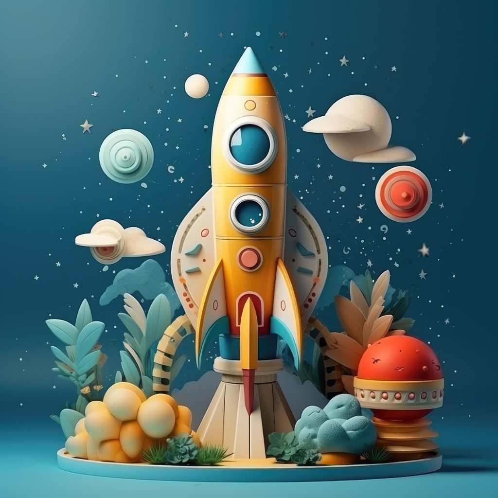 Модель ракети як символ масштабування сервера для стартапу