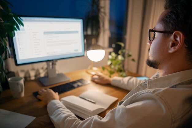 Фахівець працює вночі над переносом хостингу та перевіркою SEO-позицій сайту