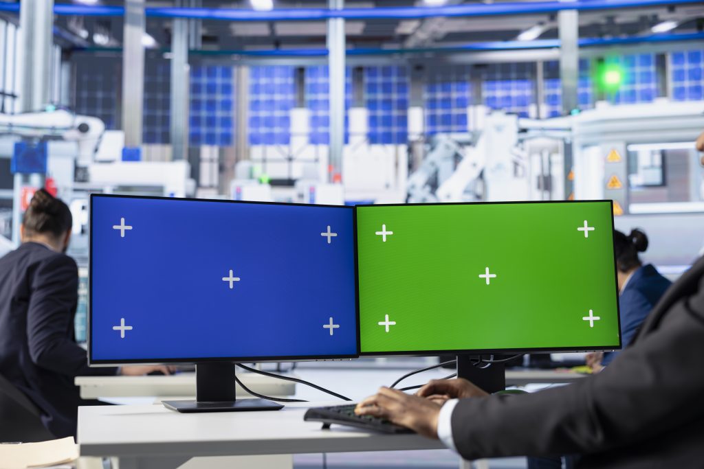 Інженер перевіряє хостинг для стартапів на ізольованому екрані ПК