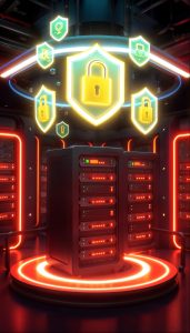 Абстрактна концепція кібербезпеки та захист сервера від злому